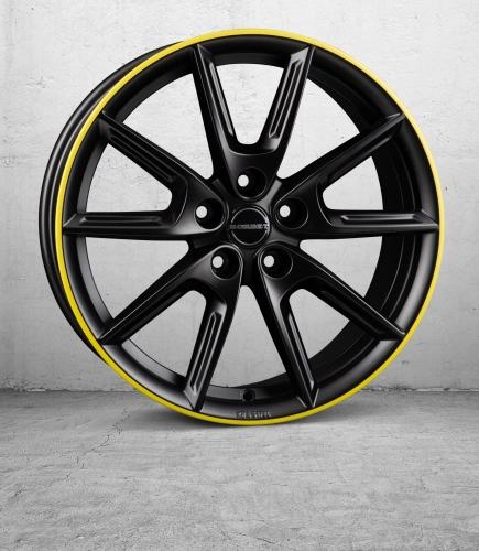 BORBET LX18- balck matt rim yellow 2